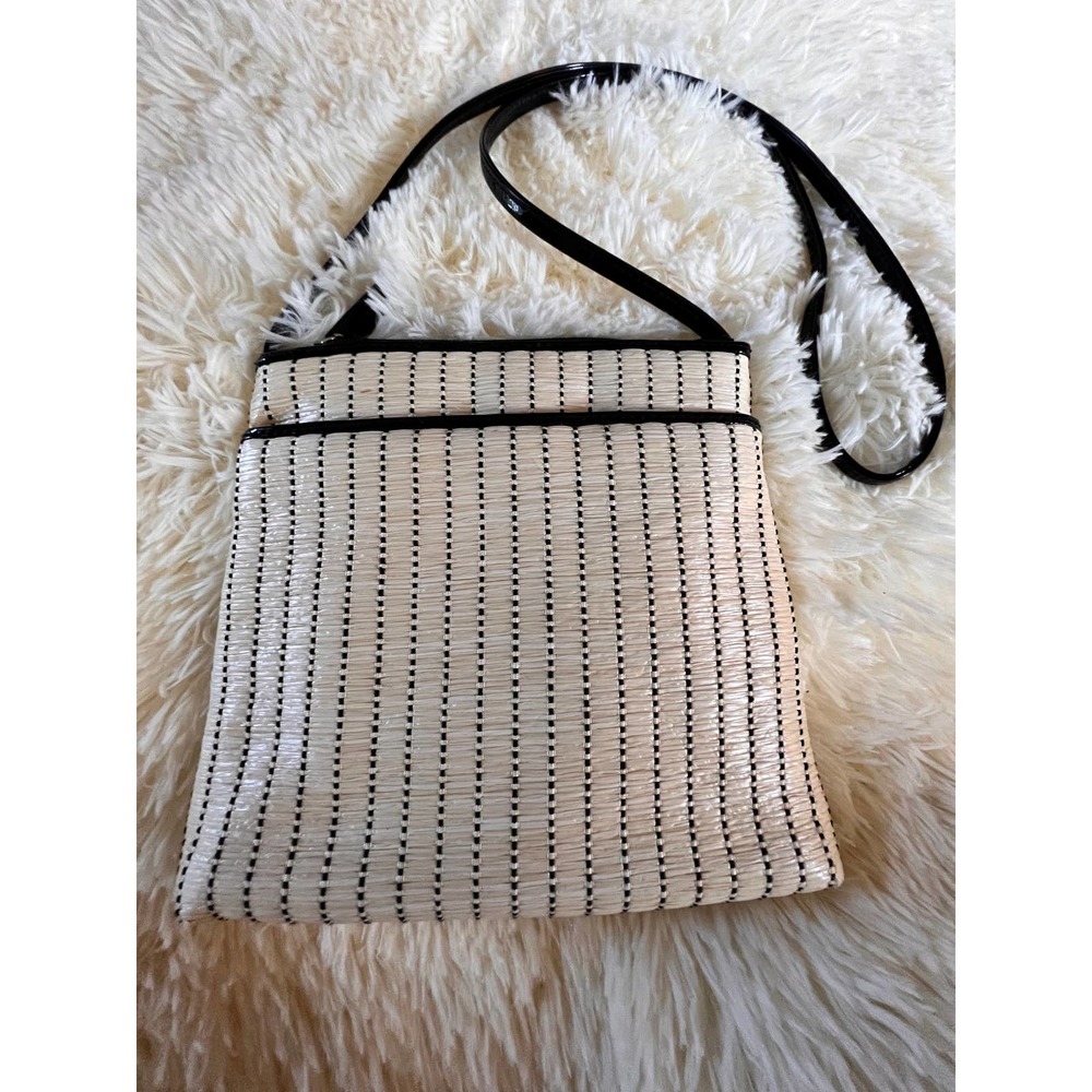Apostrophe Straw/black small shoulder bag